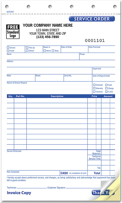 sales and service orders - Form 307