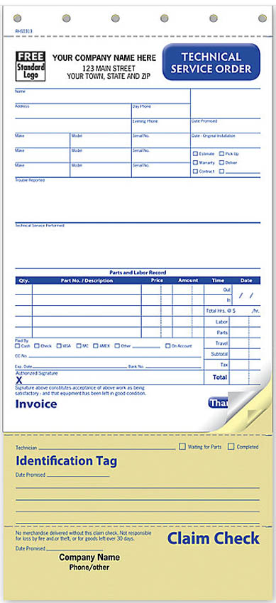 Technical Service Order Invoice - Form 313
