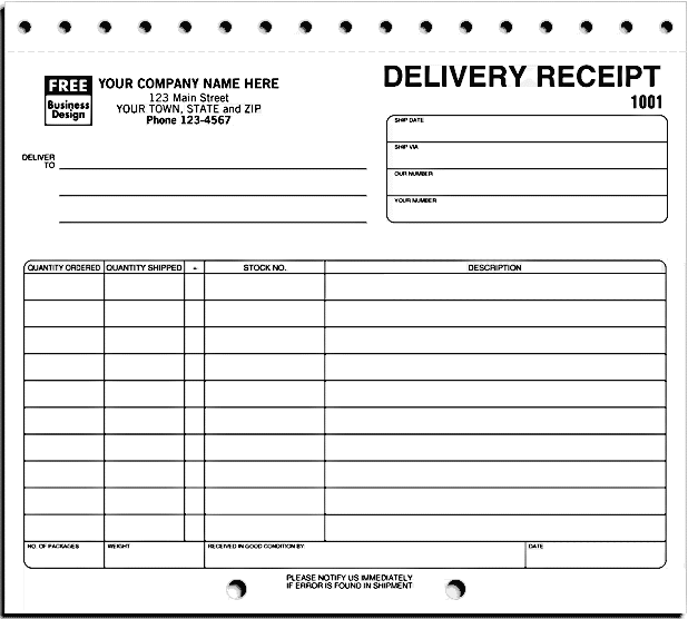 delivery receipts - Form 5052