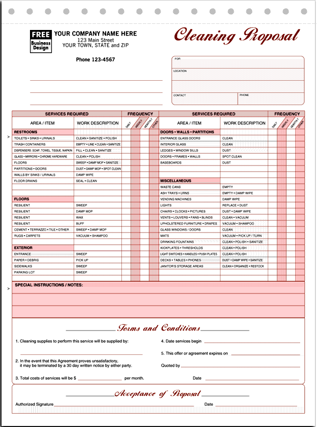 Cleaning Business Forms