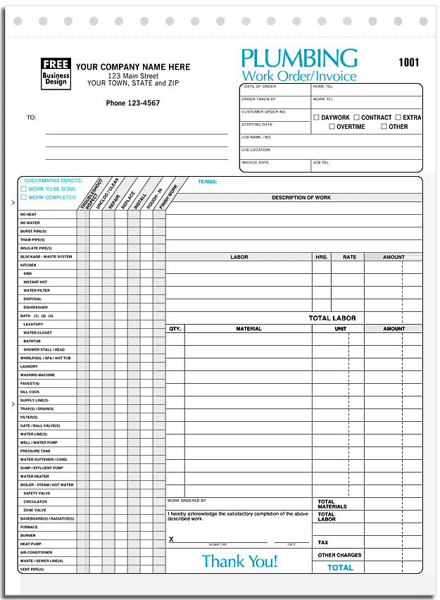 plumbing work orders invoices - Form 6540